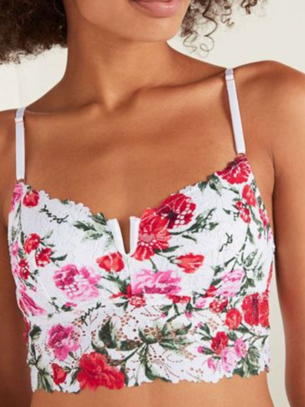 Pink Victoria's Secret Lace Longline Bralette